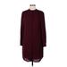 Banana Republic Factory Store Casual Dress - Shift Crew Neck Long sleeves: Burgundy Print Dresses - Women's Size 8