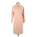 Zara Casual Dress - Shift Collared 3/4 sleeves: Tan Print Dresses - Women's Size Small