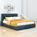 Ivy Bronx Ketziah Queen Platform Bed Wood & Upholstered/ in Blue | 38 H x 65 W x 86 D in | Wayfair 7FA73CA7A60F43558C02EFDF1A2E81D2