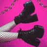 Stivaletti con plateau gigigifox per donna Lace Up Fashion Combat Goth stivali stile Punk gotico