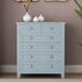 Wooden Dresser for Bedroom, 6 Drawer Dresser and Storage Cabinet with Retro Shell Handle, Blue-Gray
