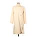 J.Crew Casual Dress - Shift Crew Neck 3/4 sleeves: Tan Print Dresses - Women's Size 2