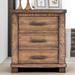 Rustic Three Drawer Reclaimed Solid Wood Framhouse Nightstand with Wrought Iron Drawer Pulls