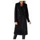 YFPWM Women Classic Double Breasted Coats Slim Long Jacket Winter Long Trench Coat Fashion Double Breasted Turndown Collar Long Sleeve Outwear Black XXXL