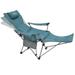 #WEJOY 2-in-1 Reclining Padded Camping Chair 3 Position Folding Lawn Chairs for Adult Cyan