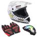 FETCOI Youth Kids Safety Motocross Helmet ABS Breathable Unisex Youth Kids Helmet W/Goggles Gloves DOT Motocross ATV Dirt Bike Helmet Kit (Color 3 L)
