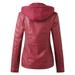 Labakihah Winter Coats For Women Women S Slim Leather Stand Collar Zip Motorcycle Suit Belt Coat Jacket Tops Red