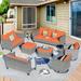 Ovios 8 Pieces Outdoor Patio Furniture with Swivel Rocking Chairs All Weather Wicker Patio Sectional Sofa Conversation Set