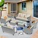 Ovios 8 Pieces Outdoor Patio Furniture with Swivel Rocking Chairs All Weather Wicker Patio Sectional Sofa Conversation Set