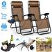 iMounTEK 2Packs Zero Gravity Lounge Chair Folding Recliner Chair with Cup Holder Tray 330lbs Load for Patio Garden Brown