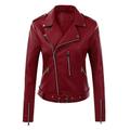 LBECLEY Lightweight Winter Jackets for Women Womens Long Sleeve Leather Jacket Motorcycle Leather Jacket Pu Leather Jacket Fashion Womens Jacketcoat 3X Biker Jacket Women Xl