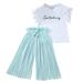 Wiueurtly Medium Girl Clothes Outfits Tops+Ruffle Pants Kids Shirt T Loose Children Girls Baby Letter Girls Outfits&Set