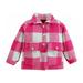 Scyoekwg Toddler Infants Kids Baby Girls Boys Coats Long Sleeve Fall Winter Fashion Button Lapel Plaid Shirts Jacket Casual Flannel Coats Clearance Hot Pink 3-4 Years