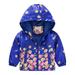 QUYUON Toddler Winter Jacket Kids Full Zip up Hoodies Jackets Baby Boys Girls Floral Print Long Sleeve Jackets with Pocket Infant Baby Girls Outerwear Jackets Warm Coat Hooded Sweatshirts Blue 5T-6T