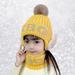 Dyfzdhu Winter Knitted Fleece Hood Scarf Coif Kid Knit Hat Warm Hats Yellow