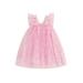 Wassery Kids Girl Princess Dress 6M 12M 18M 24M 3T 4T Toddler Girls Sparkle Heart Print Sleeveless Tulle Tutu Dress Summer Party Casual Dress