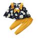 3 Years Baby Girls Fall Winter Outfits Pants Sets 4 Years Baby Girls Daisy Print Ruffle Bow Tops Elastic Casual Trousers 2Pcs Clothing From 12M-4Y Blue