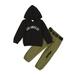 3T Toddler Baby Boys Clothes Baby Boys Outfits 3-4T Baby Boys Long Sleeve Letter Print Hooded Top Pants 2PCS Set Black