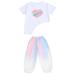 Ykohkofe Summer Toddler Girls Short Sleeve Rainbow T Shirt Tops Heart Printed Sports Pants Kids Outfits Corduroy Jumper Set Uncle Niece Baby Clothes Stuff for Baby Band Outfits Cute Teen Girls Outfits