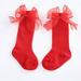 eczipvz Baby Socks Baby Fashion Soft Calf Knee High Lace Large Bow Knot Stockings Dress Socks Little Girls (Red 2.5 )