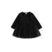 Toddler Baby Girl Fall Dress Solid Color Tulle Patchwork Long Sleeve Round Neck A-line Dress