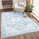Washable Non-Slip 8 X 10 Rug - Blue/Gray Traditional Persian Area Rug For Living Room Bedroom Dining Room And Kitchen - Exact Size: 7 8 X 10