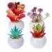 4pcs Mini Decorative Faux Succulent Artificial Succulent Fake Simulation Plants with White Pots (Multicolor)