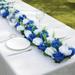 Efavormart 6 Pack White Royal Blue Silk Rose Flower Panel Table Runner Artificial Floral Arrangements Dining Table Decor - 20 x8