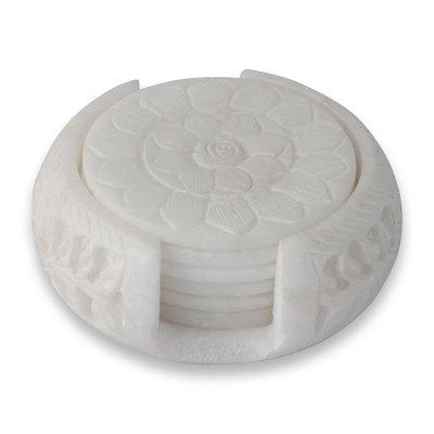 Marble coaster set, 'Peaceful Blossom' (set of 6)