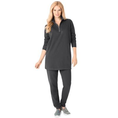Plus Size Women's 2-piece fleece sweatshirt set by Woman Within in Black (Size L)