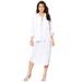 Plus Size Women's Three-Quarter Sleeve Jacket Dress Set with Button Front by Roaman's in White (Size 18 W)