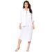 Plus Size Women's Three-Quarter Sleeve Jacket Dress Set with Button Front by Roaman's in White (Size 34 W)