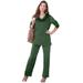 Plus Size Women's Velour Jogger Set by Roaman's in Midnight Green (Size 12)