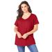 Plus Size Women's V-Neck Ultimate Tee by Roaman's in Classic Red (Size 2X) 100% Cotton T-Shirt