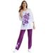 Plus Size Women's Floral Tee and Pant Set by Woman Within in Plum Purple Floral Placement (Size 2X)