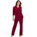 Plus Size Women's Velour Jogger Set by Roaman's in Rich Burgundy (Size 30/32)