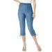Plus Size Women's Comfort Stretch Lace-Up Capri Jean by Denim 24/7 in Light Stonewash (Size 32 W)