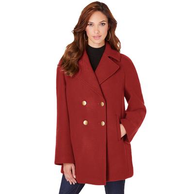 Plus Size Women's Modern A-Line Peacoat by Roaman's in Deep Crimson (Size 42/44) Wool Coat