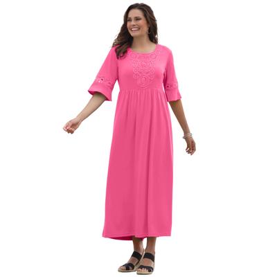 Plus Size Women's Crochet Trim Empire Knit Dress by Woman Within in Peony Petal (Size 4X)