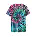 Plus Size Women's Lightweight Longer-Length Tie-Dye Crewneck by KingSize in Black Tie Dye (Size XL)