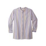 Plus Size Women's Gauze Mandarin Collar Shirt by KingSize in Dark Salmon Stripe (Size 4XL)