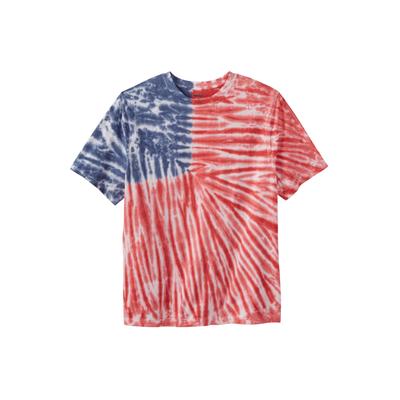 Plus Size Women's Lightweight Tie-Dye Crewneck Tee by KingSize in American Flag Tie Dye (Size 7XL)