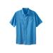 Plus Size Women's Short-Sleeve Linen Shirt by KingSize in Pacific Blue (Size 8XL)