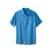 Plus Size Women's Short-Sleeve Linen Shirt by KingSize in Pacific Blue (Size 7XL)