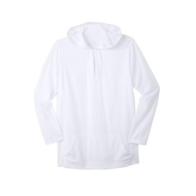 Plus Size Women's Gauze Pullover Hoodie by KS Island in White (Size 3XL)