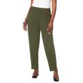 Plus Size Women's Stretch Knit Crepe Straight Leg Pants by Jessica London in Dark Olive Green (Size 20 W) Stretch Trousers