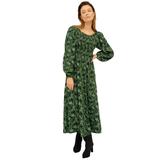 Plus Size Women's Smocked Bodice Tiered Midi Dress by ellos in Green Vine Ditsy (Size 34/36)
