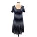 SONOMA life + style Casual Dress - A-Line Scoop Neck Short sleeves: Blue Stripes Dresses - Women's Size Large