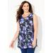Plus Size Women's Crisscross Timeless Tunic Tank by Catherines in Dark Violet Shadow Floral (Size 2X)