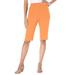 Plus Size Women's Soft Knit Bermuda Short by Roaman's in Orange Melon (Size 2X)